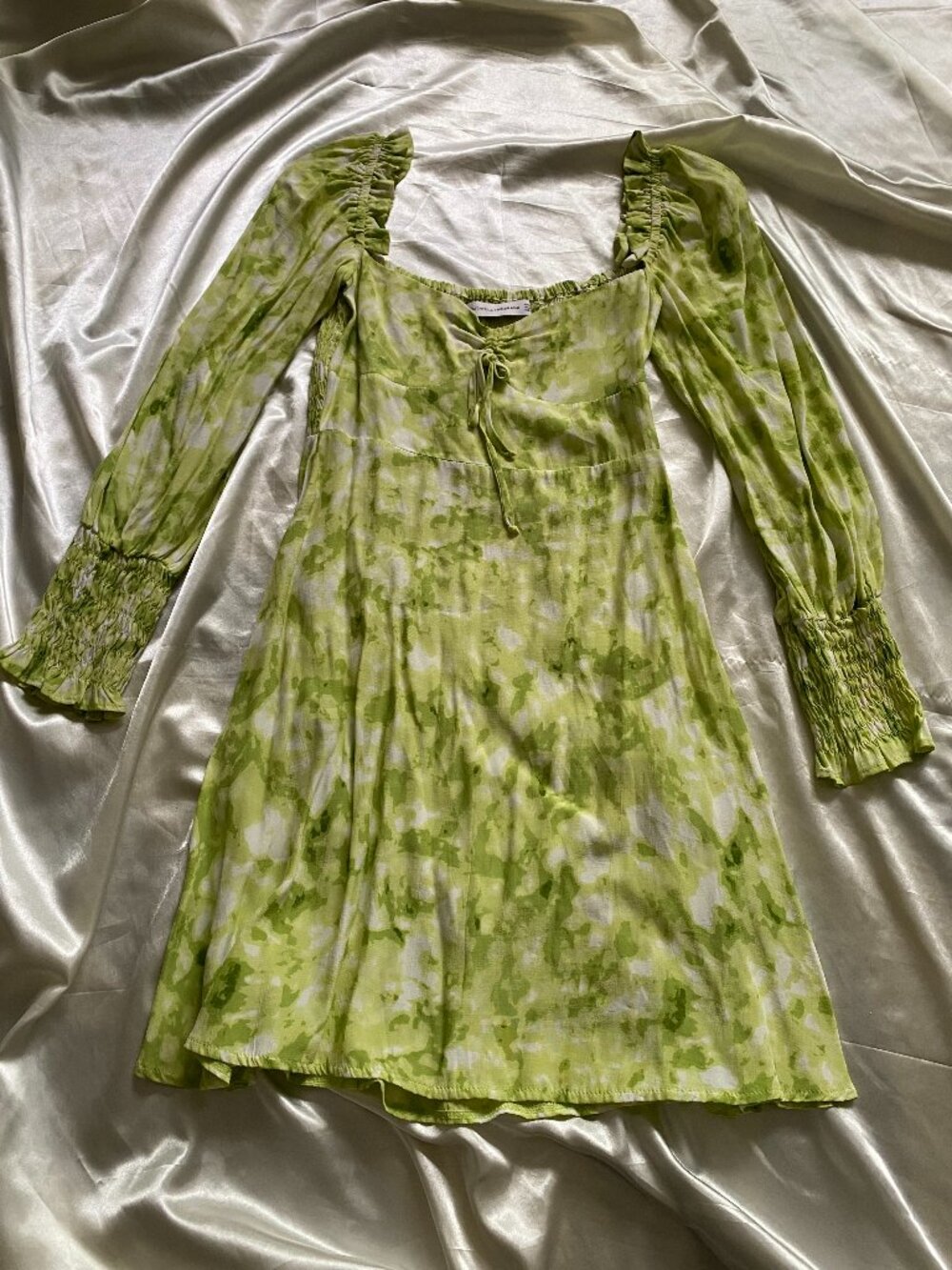 Faithfull the Brand Arianne Mini Dress in Lime Roos Tie Dye Size 2 Boho Summer